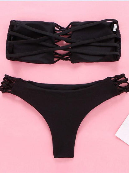 Tropical Bandage Top With Panty Bikini Set