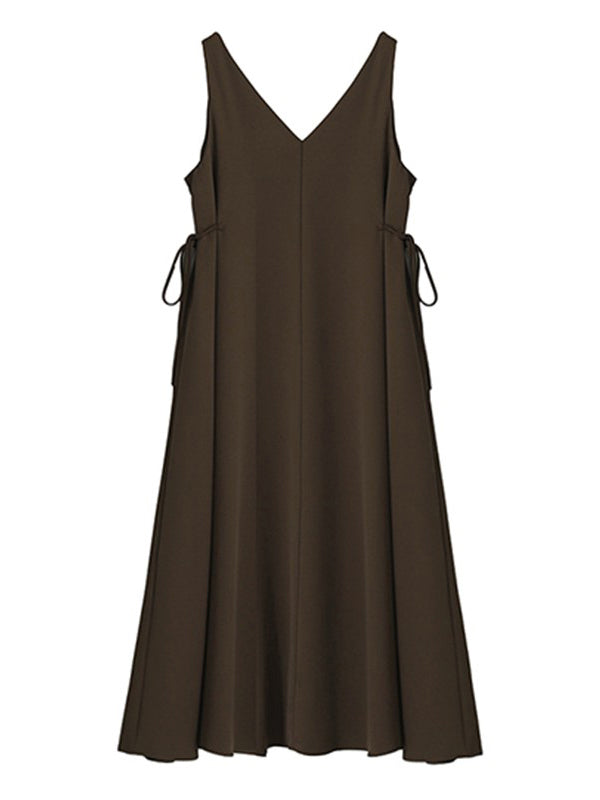 Urban Casual Brown&Black Sleeveless Midi Dress