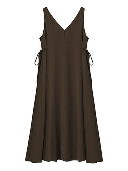 Urban Casual Brown&Black Sleeveless Midi Dress