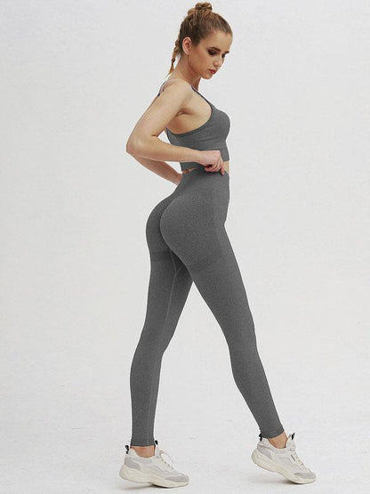 Sexy Solid Sleeveless Spaghetti-Neck Yoga Suits