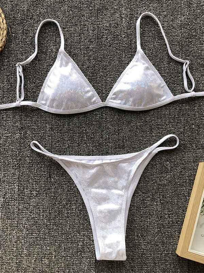 Plain Sparkle Scrunch Bikini Set