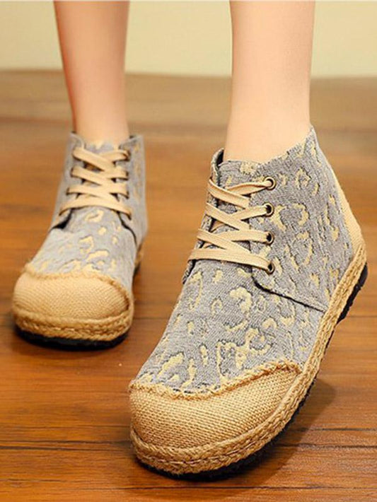 Leopard Thick Bottom Straw Shoes
