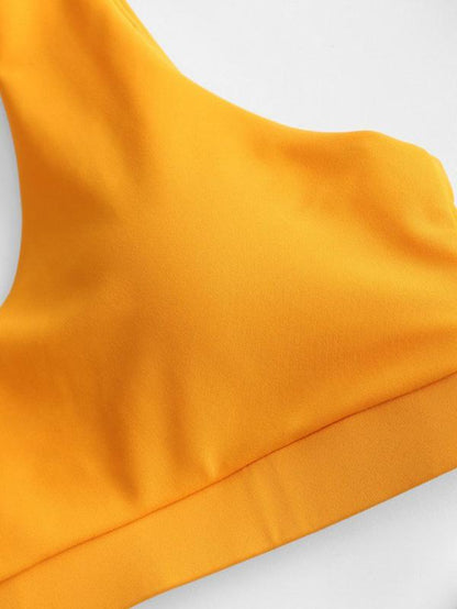 Plain Top Bikinis Swimwear With Headcloth