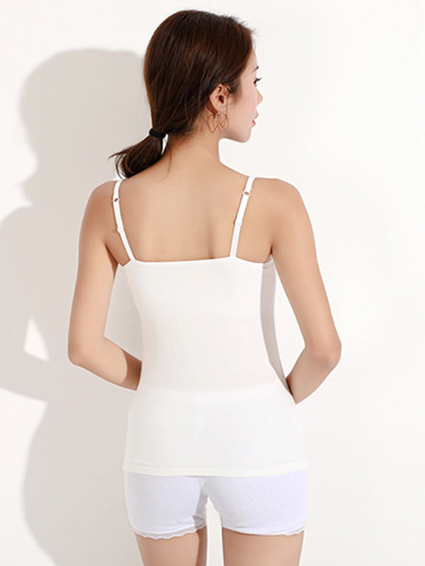 6 Colors Solid Color Spaghetti-Neck Bra Yoga Tops