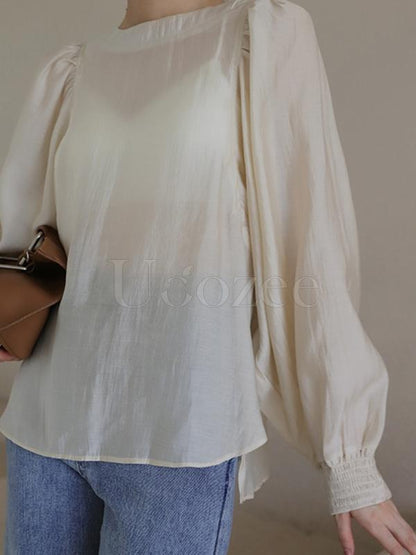 Casual Puff Sleeves Blouses