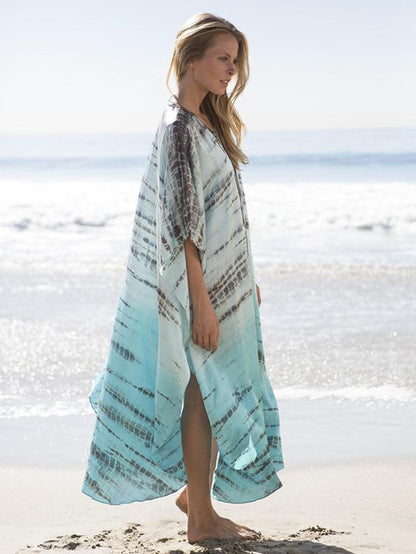 Plus Size Loose Printed Beach Cover-ups