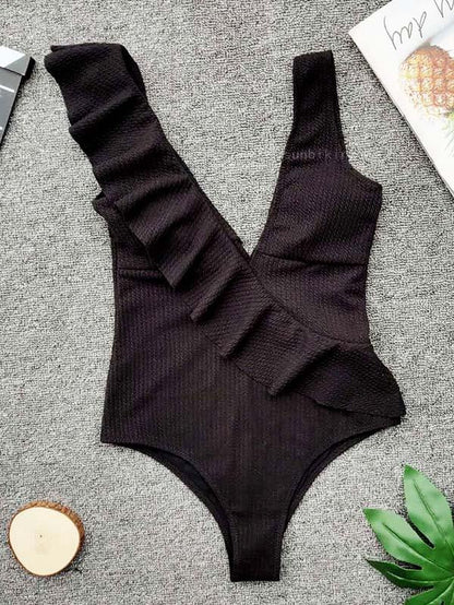 Sexy Beach Ruffled One-piece Swimsuit