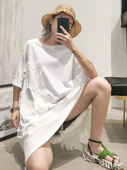 Loose Lacy Split-joint Mini Dress