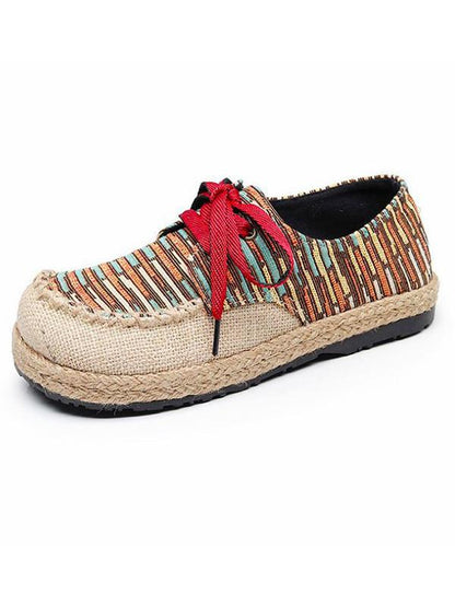 Canvas Lace-up Flat Shoes