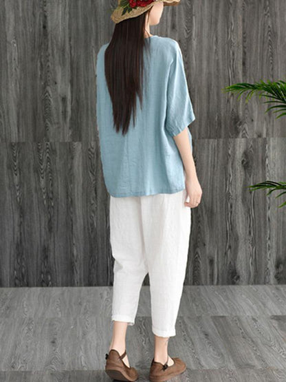 Loose Embroidered Cotton T-shirt
