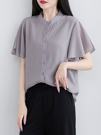 Original 14 Colors Falbala Lapel Blouse Tops