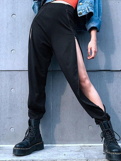 Casual Cropped Zipper Pants