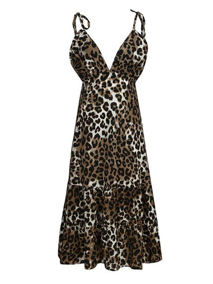 Leopard Halterneck Backless Dress