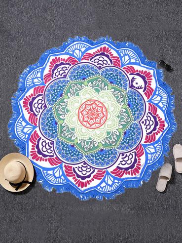 Polygonal Lotus Colorful Beach Mat