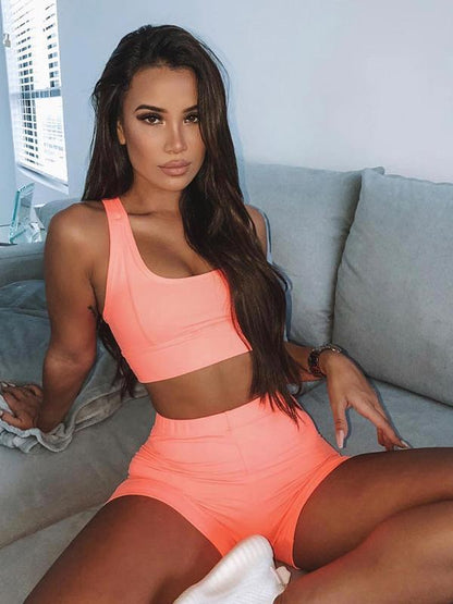 Iridescent Solid Sports Yoga Suits