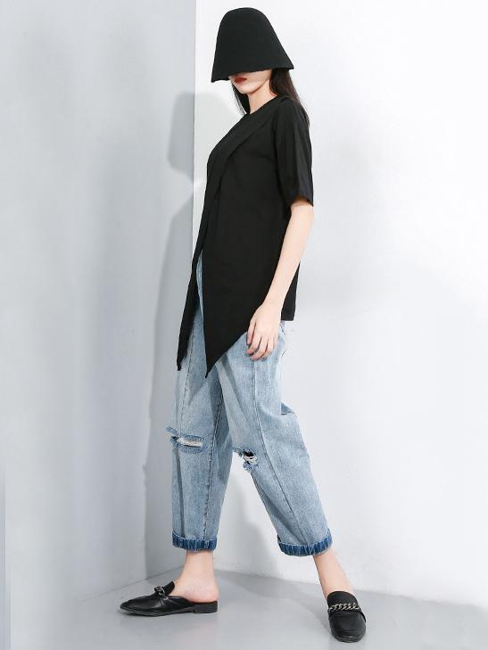 Asymmetric Split-front T-Shirt