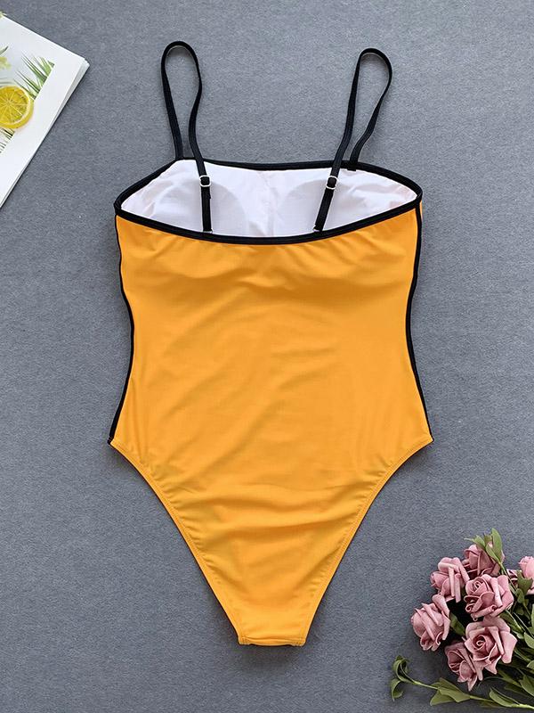 Strapless Solid Color One-Piece Swimwear