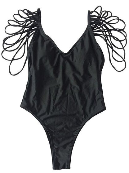 Sexy Backless Tassels One-piece Swimwear