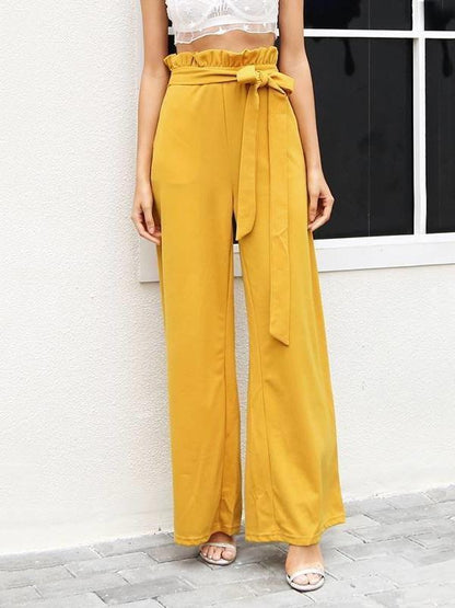 Solid Color Wide Leg Casual Pants Bottom