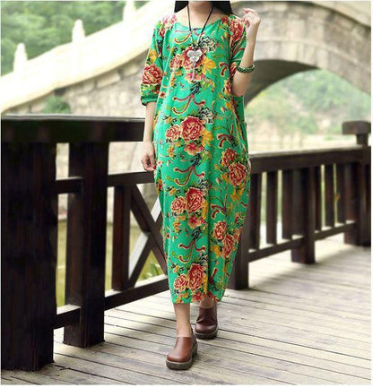 Casual Loose Fitting Cotton and Linen Long Dress