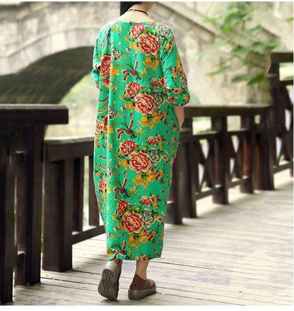 Casual Loose Fitting Cotton and Linen Long Dress