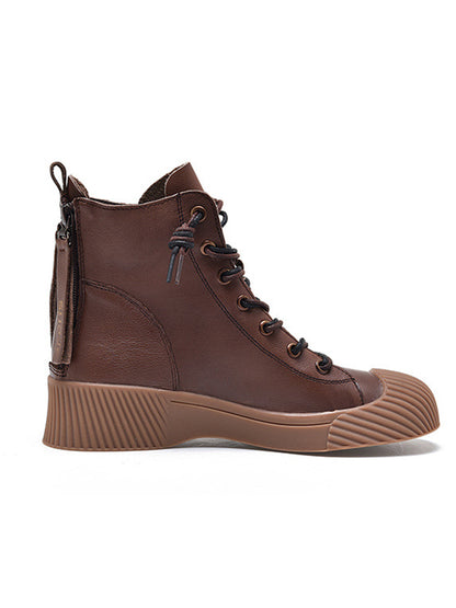 Vintage Cow Leather Zipper Martin Boots