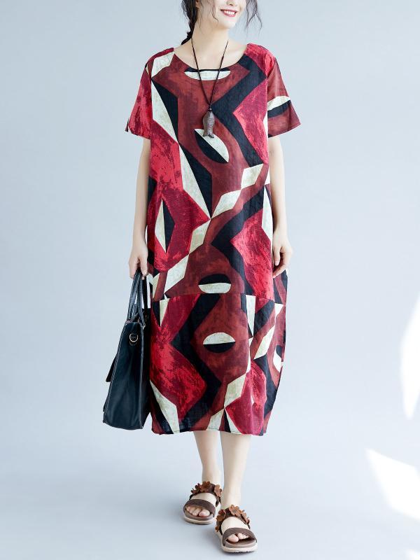 Original Printed Round-Neck Dress