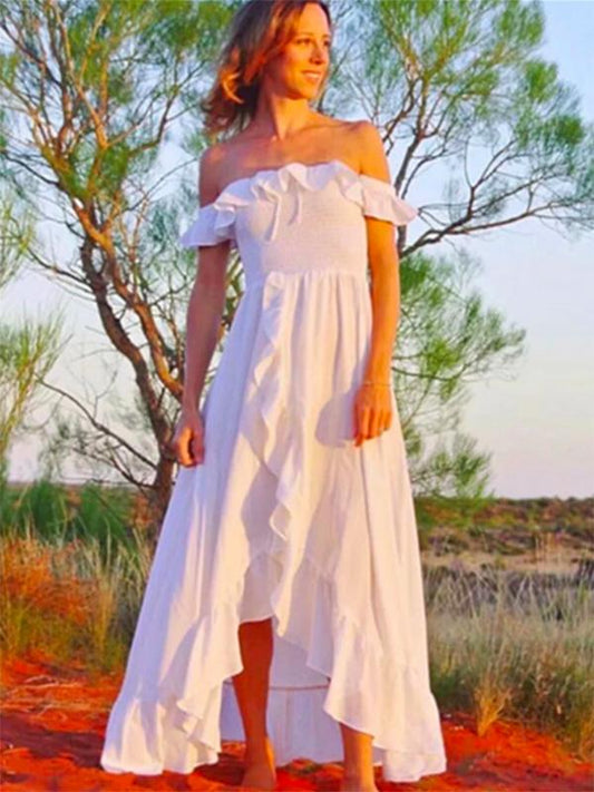 Off The Shoulder Solid Maxi Dresses