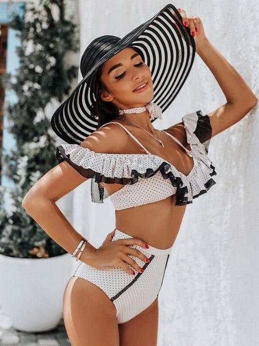 Polka-dot Falbala Bikinis Swimwear