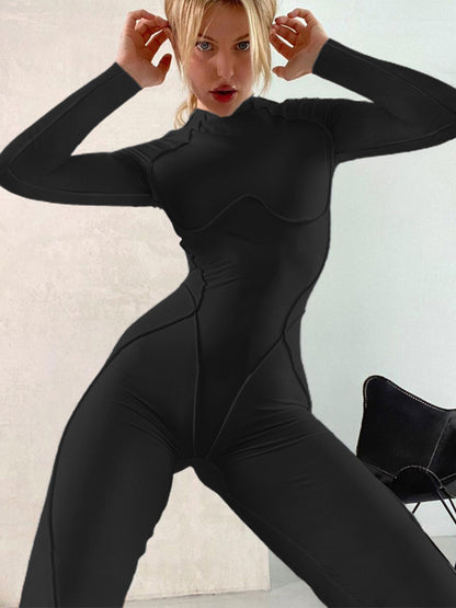 Fashion Long Sleeves Backless Jumpsuits
