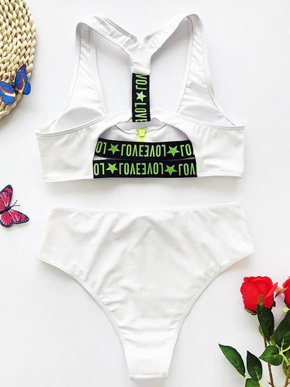Sporty Backless Split Bikini Swimsuit