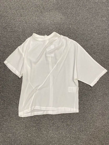 Stylish Asymmetric Round-Neck Solid Color Short Sleeves T-Shirt
