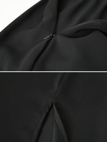 Original Solid Irregularity Split-Side A-Line Skirt