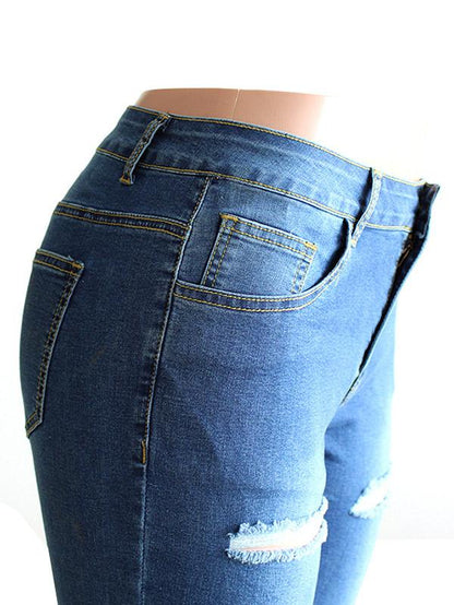 Street Pants Big Holes Torn Casual Trousers Skinny Pencil Pants