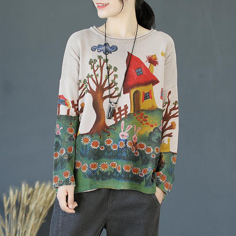 Buykud Print Soft And Comfortable Sweat-Absorbent Breathable Sweater