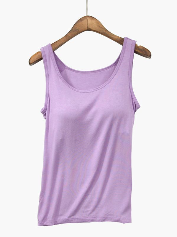 6 Colors Solid Color Spaghetti-Neck Bra Vest Top