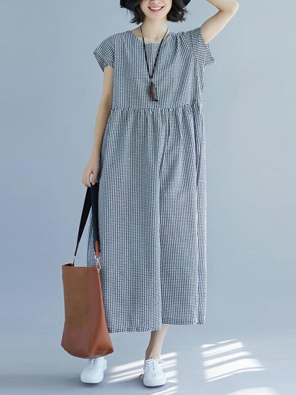 Loose Empire V-neck Plaid Jumpsuit