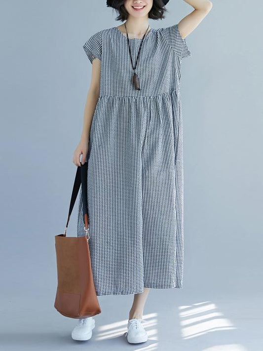 Loose Empire V-neck Plaid Jumpsuit