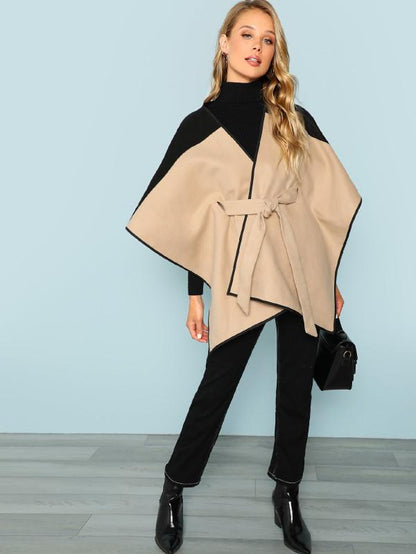 Split-joint Belted Woolen Batwing Outwear