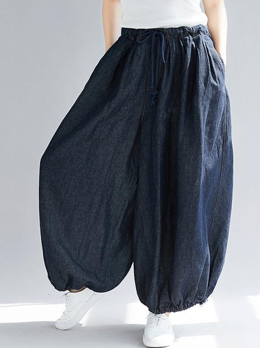 Loose Plus Size Denim Bloomers Pants