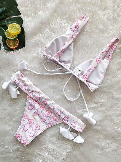 Sexy Bandage Printed Bikinis Swimwear