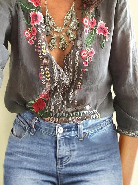 V-neck 2 Colors Blouses&shirts Tops