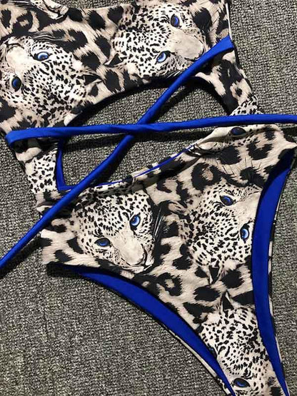 One Shoulder Hollow Leopard One Piece Swimsuit