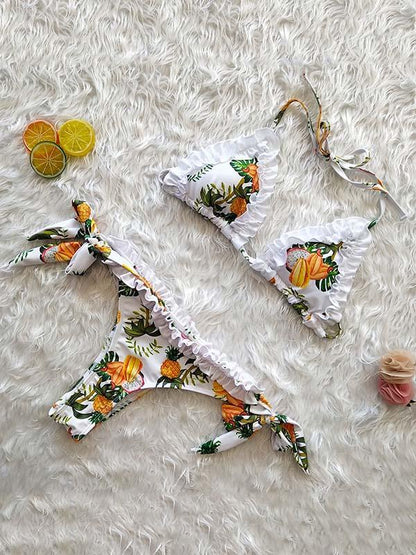 Lace Bandage Printed Sexy Bikinis Swimwear