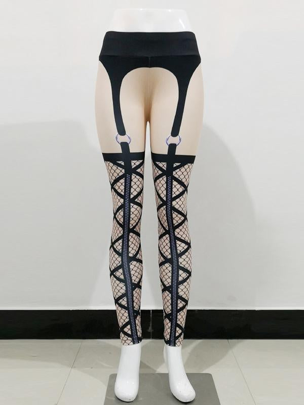 Mesh Printed Bodycon Leggings