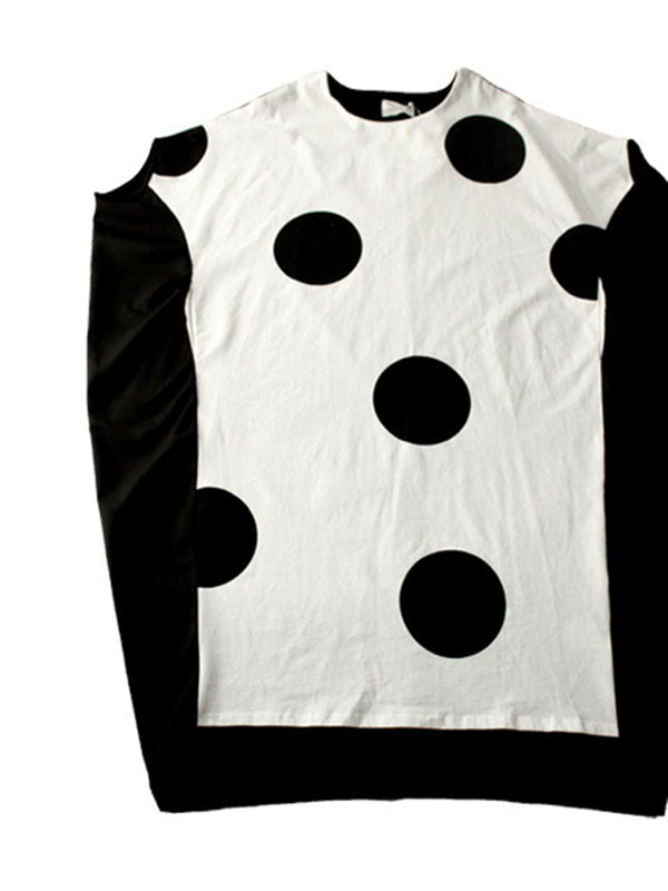 Original Loose Polka-Dot Round-Neck Batwing Sleeves Maxi Dress