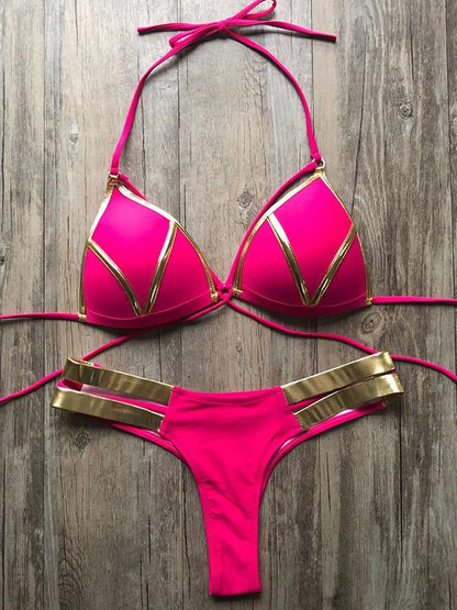 Scrunch Lace-up Split-joint Bikini Set