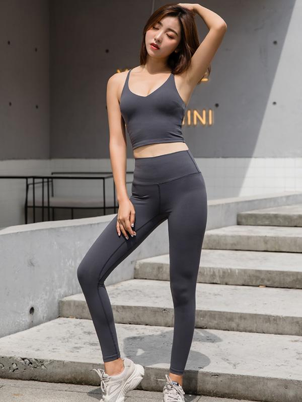 Wrap High-Waisted Printed Letters Sports Leggings