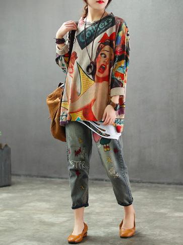 Vintage Loose Sweater Tops