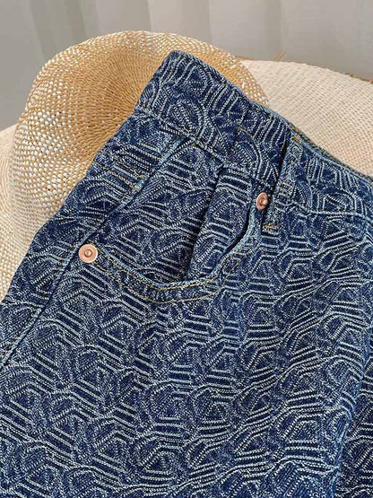 Stylish High Waisted Printed Fringed Fifth Jean Pants